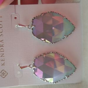 Kendra Scott Corley Earrings Silver &  Slate Iridescent Rare